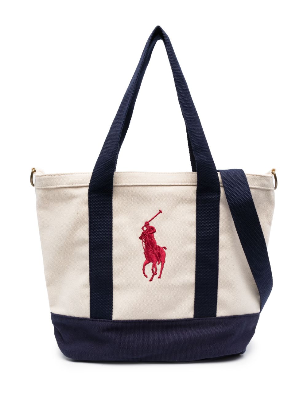 Ralph Lauren Kids' Logo-embroidered Canvas Tote Bag In White/newport Navy