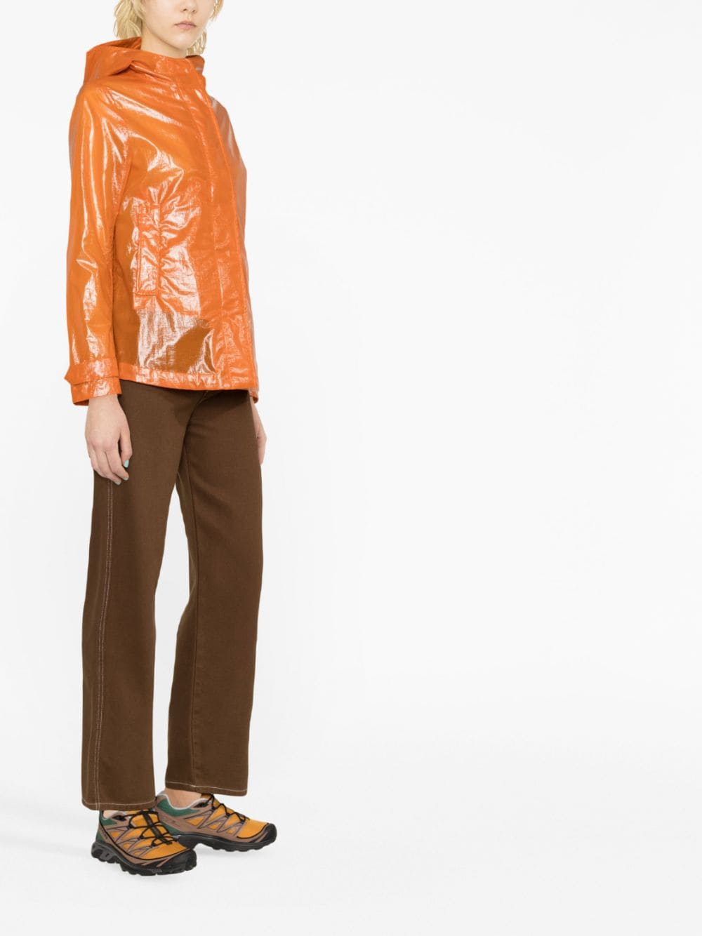 Shop Colmar High-shine Logo-patch Jacket In Orange