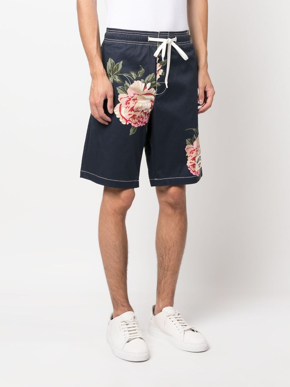 Shop P.a.r.o.s.h Floral-print Knee-length Shorts In Blue