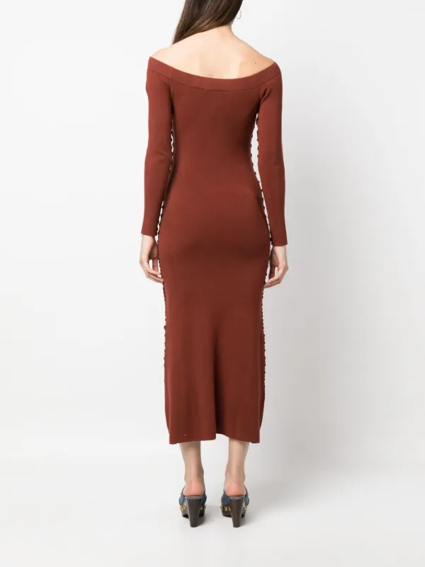 Altuzarra Long-sleeved Knitted Midi Dress - Orange Altuzarra Long-sleeved Knitted Midi Dress - Orange