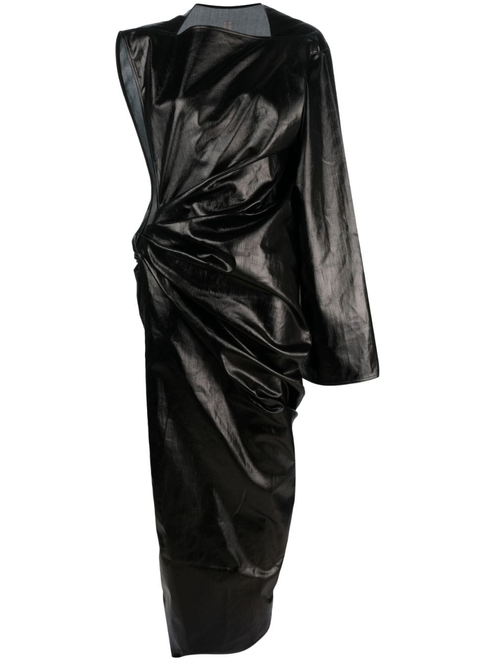 Rick Owens High-shine Single-shoulder Dress In Black