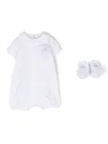Story Loris rose-appliqué romper set - White