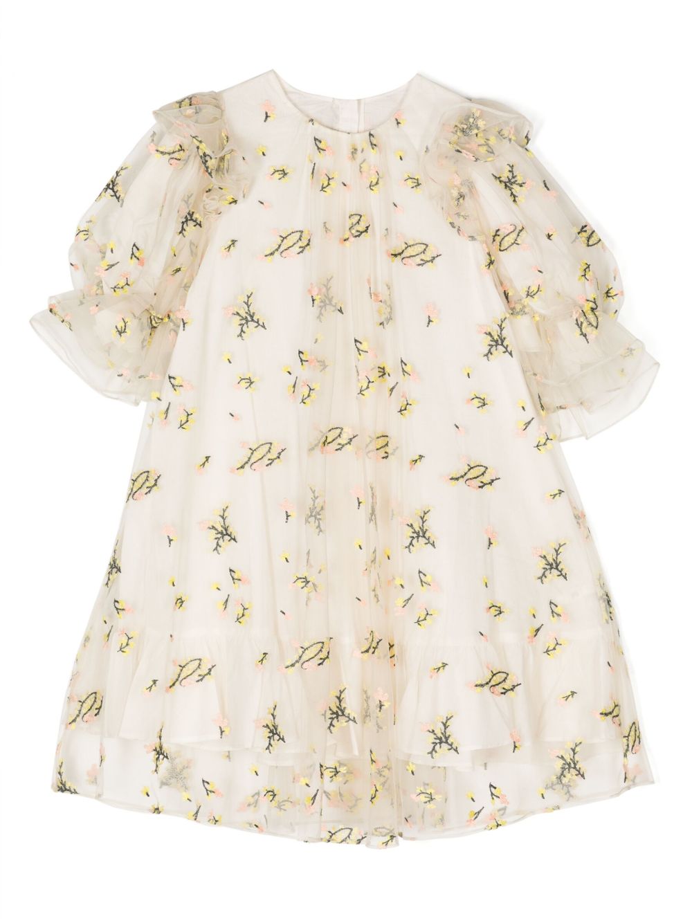 Jnby By Jnby Kids' Floral-embroidery Layered Dress In Yellow | ModeSens