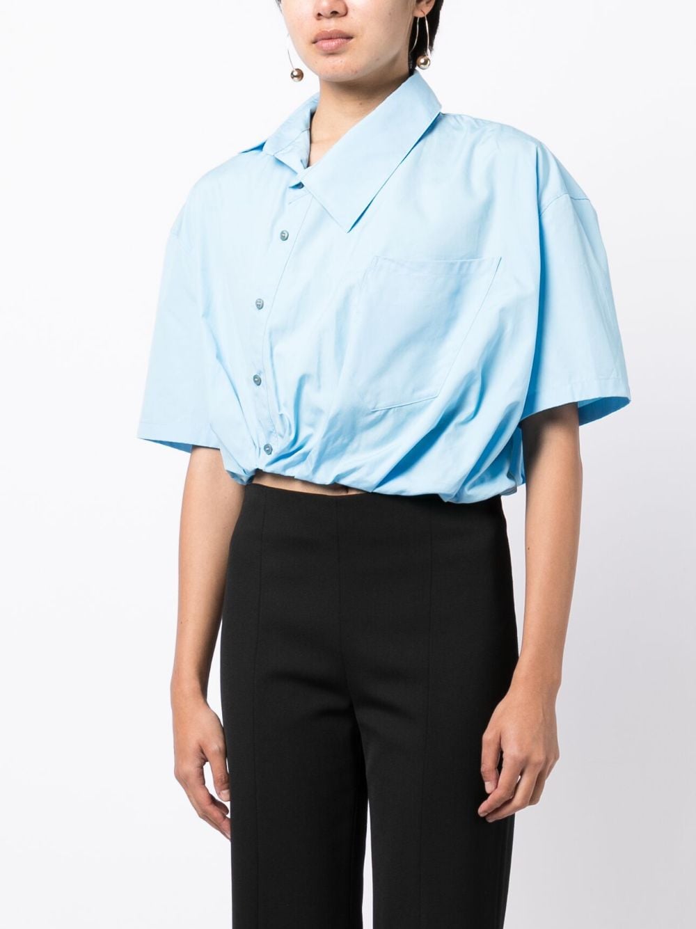 Shop Jnby Asymmetric Short-sleeve Shirt In Blau