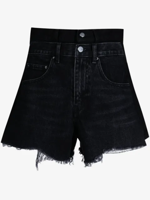 JNBY shorts de mezclilla asimétricos con bordes deshilachados