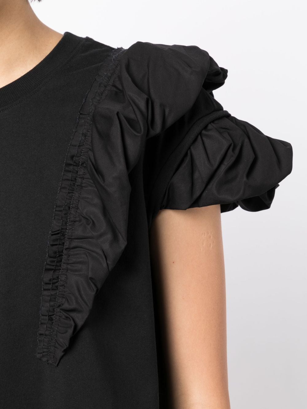 Shop Jnby Ruffled-detailed Short-sleeved Dress In Black