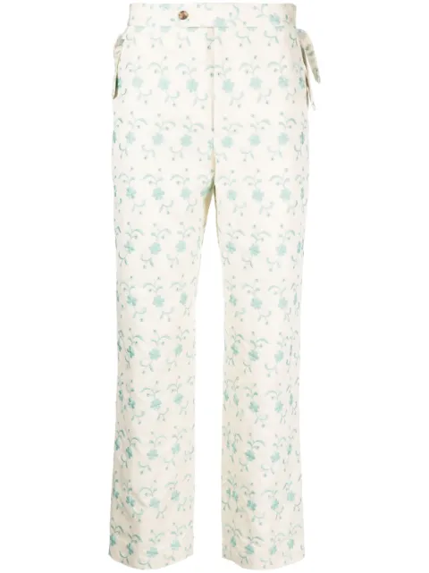BODE floral-embroidery straight-leg trousers