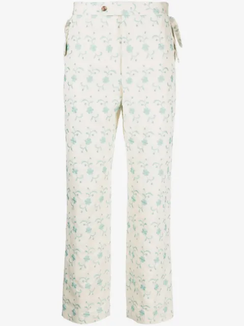 BODE floral-embroidery straight-leg trousers