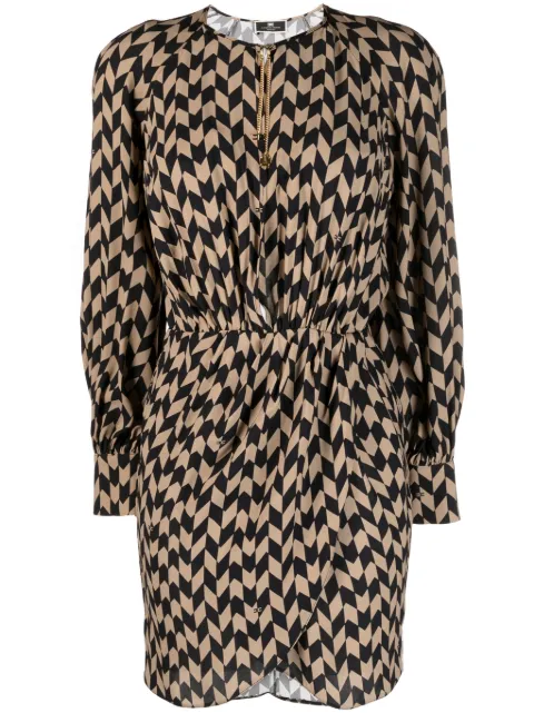 Elisabetta Franchi herringbone-print georgette minidress
