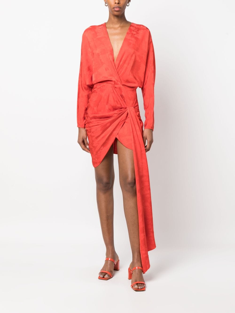 Shop Johanna Ortiz Draped Satin Mini Dress In Rot