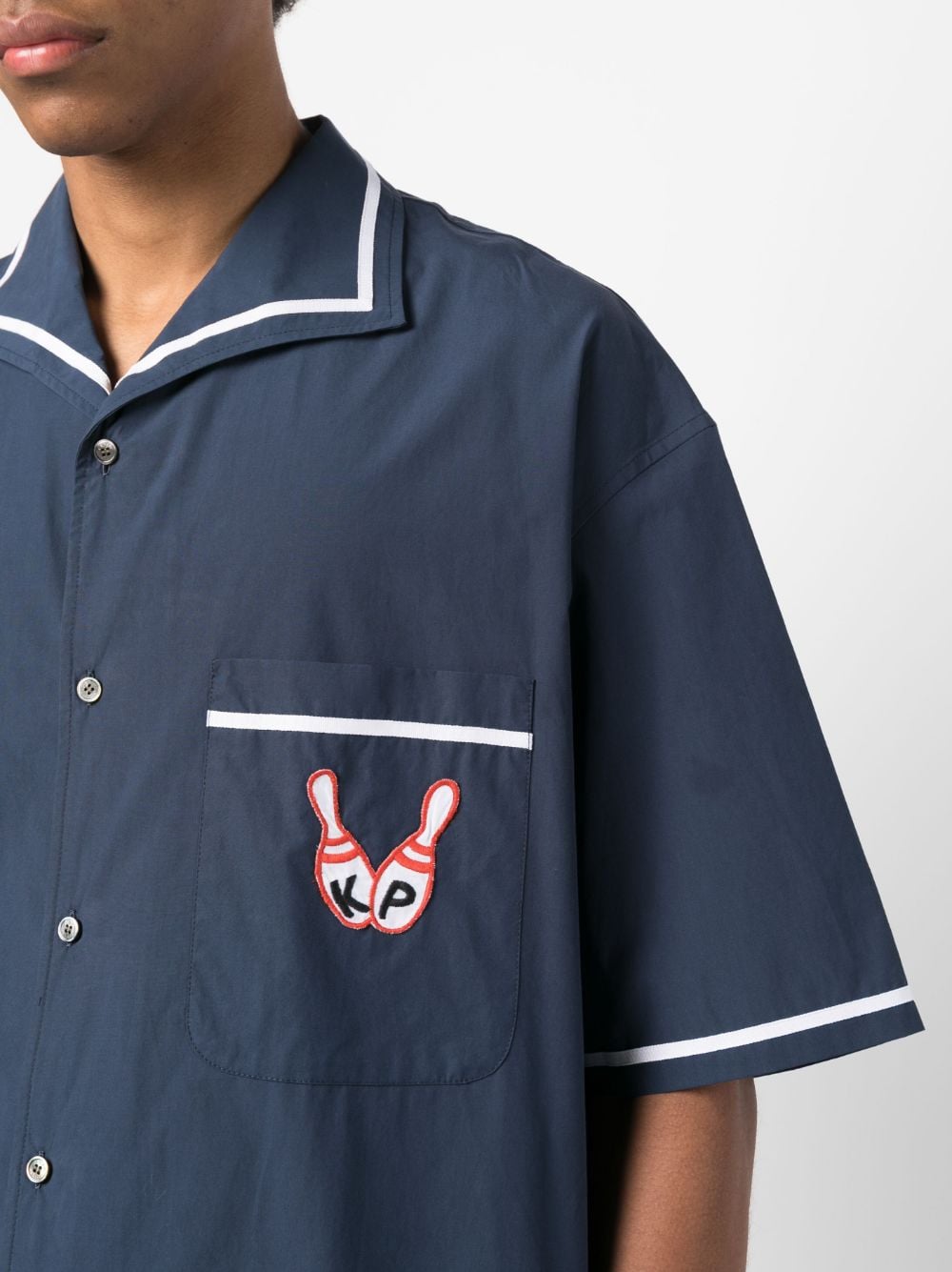 Shop Kenzo Bowling Elephant-embroidered Poplin Shirt In Blue