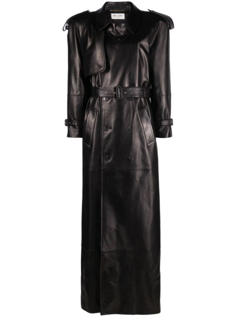 Saint Laurent double-breasted leather trench coat