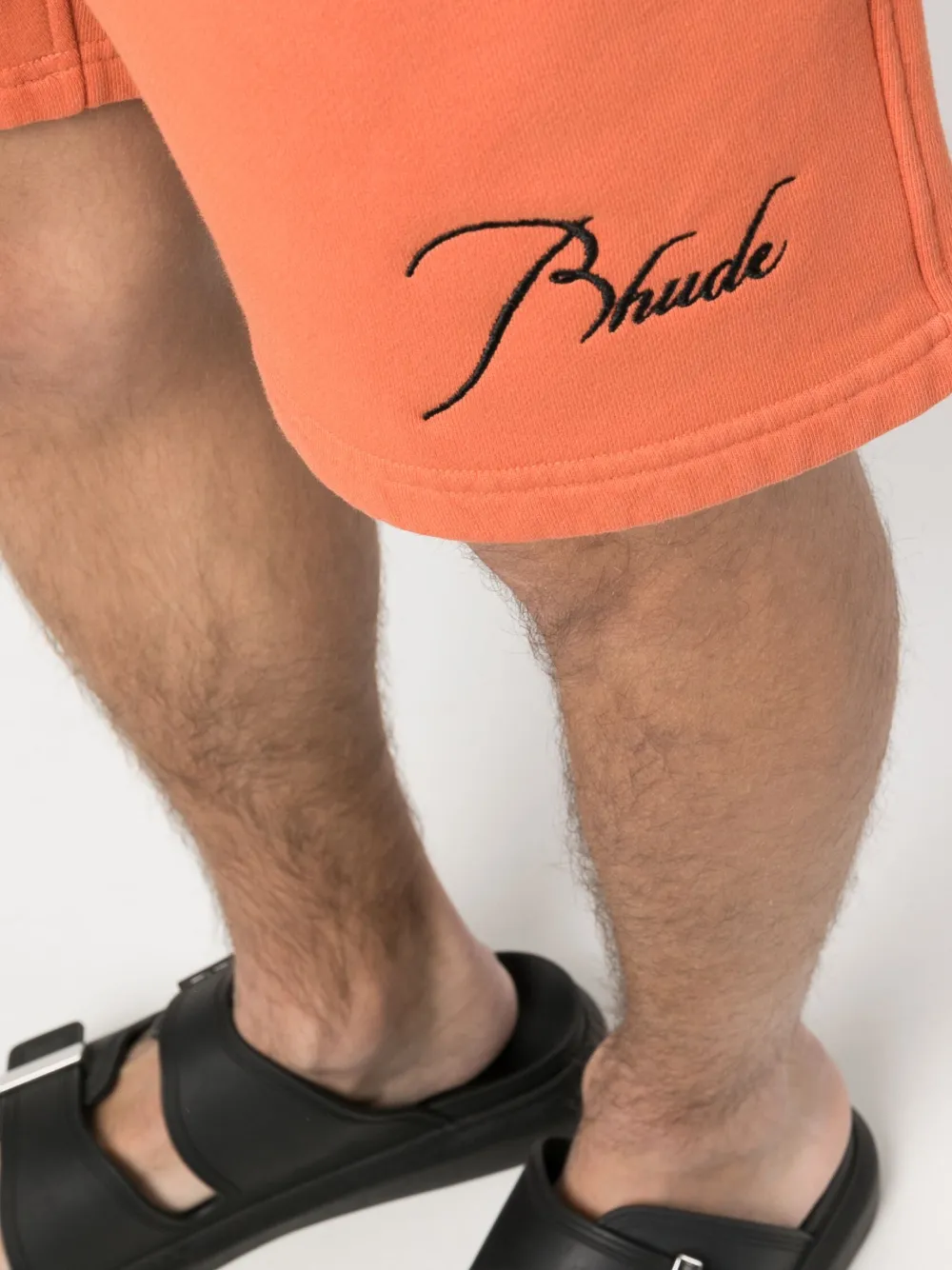 embroidered-logo cotton track shorts