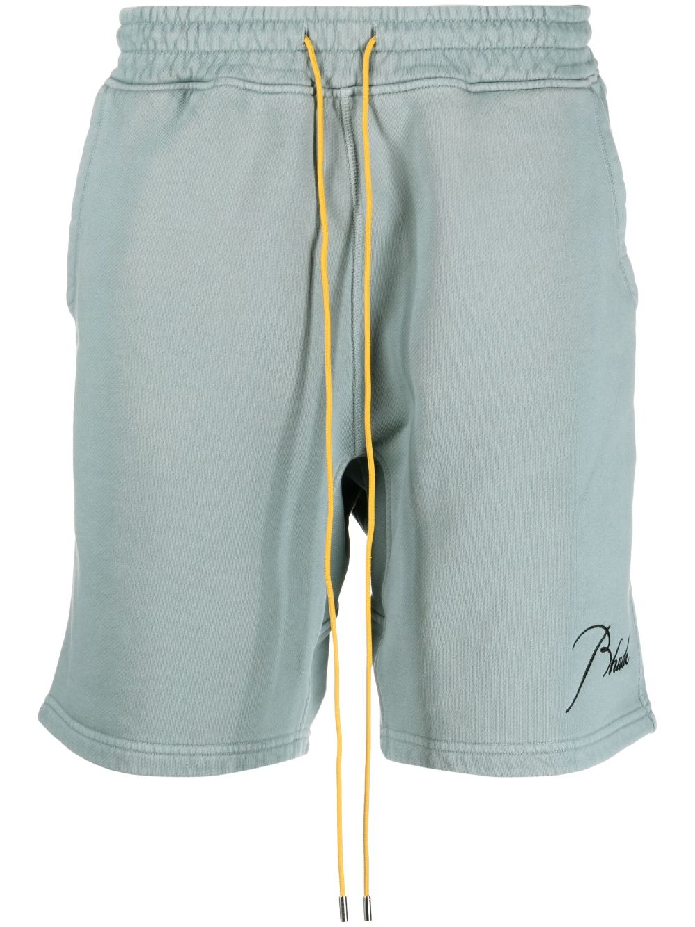 Rhude Logo-embroidered Cotton Shorts In Light Blue