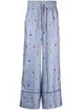ROMEO HUNTE striped satin silk trousers - Blue