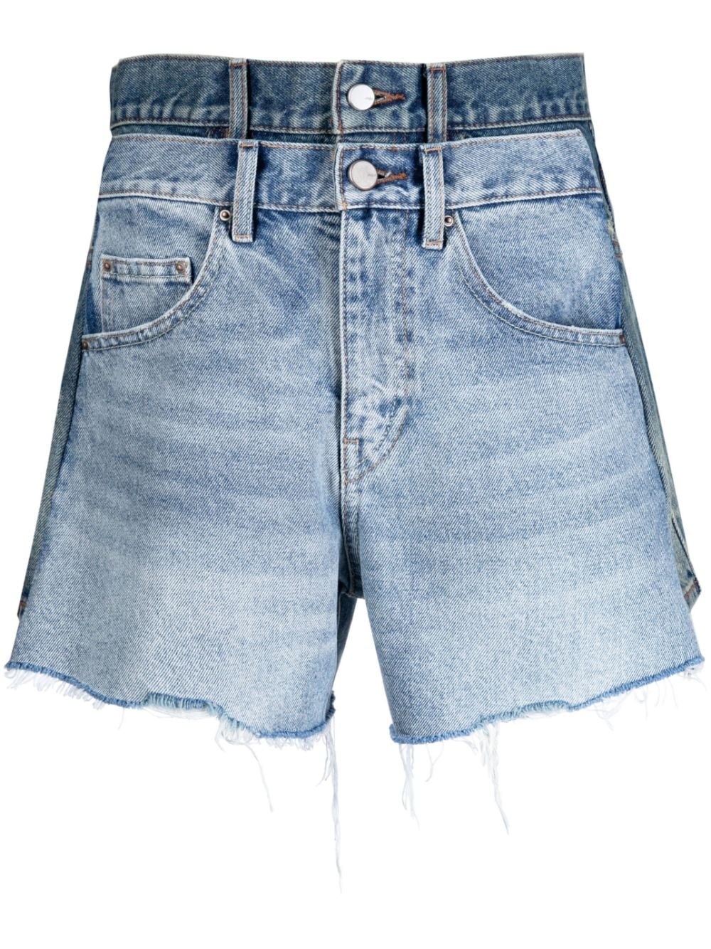 Jnby Raw-cut Asymmetric Denim Shorts In Blue