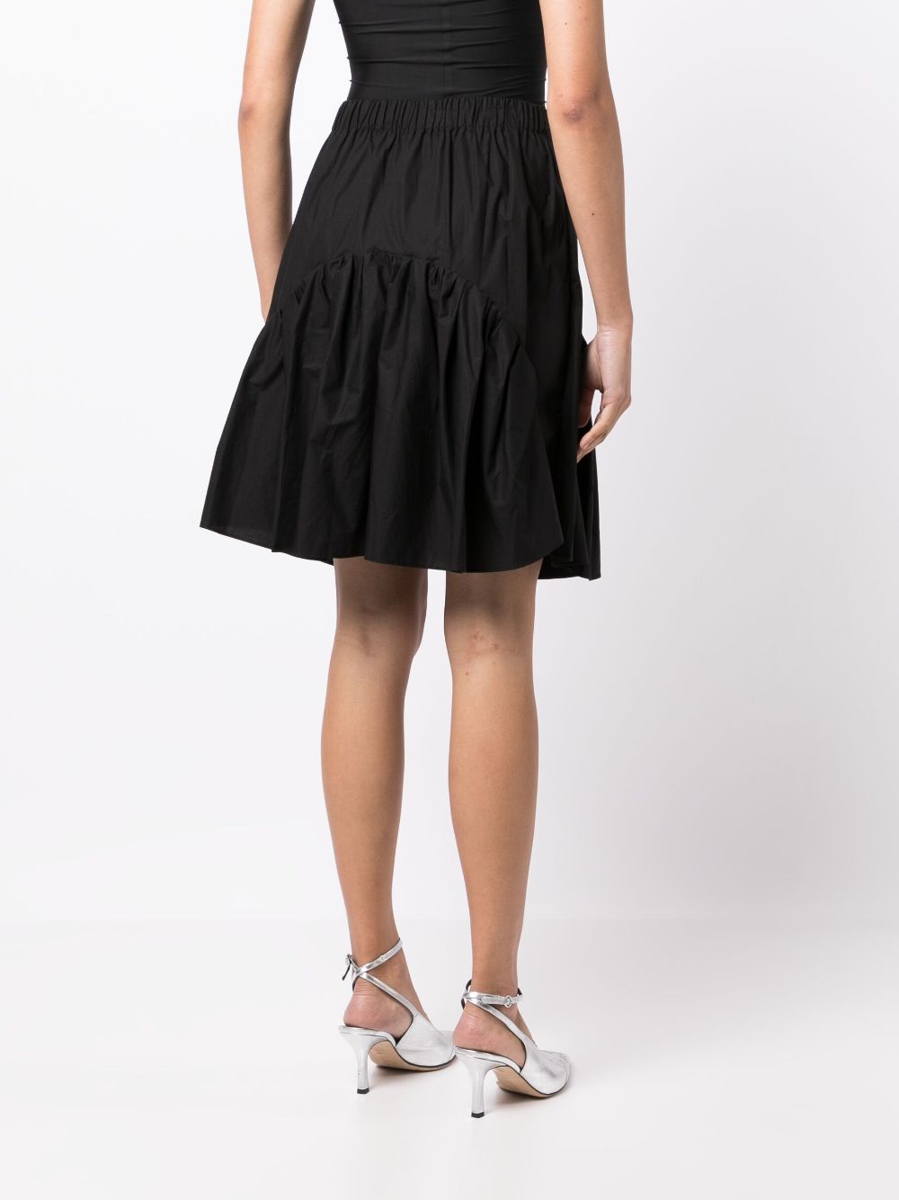 Shop Jnby Ruffled Cotton Midi Skirt In Black
