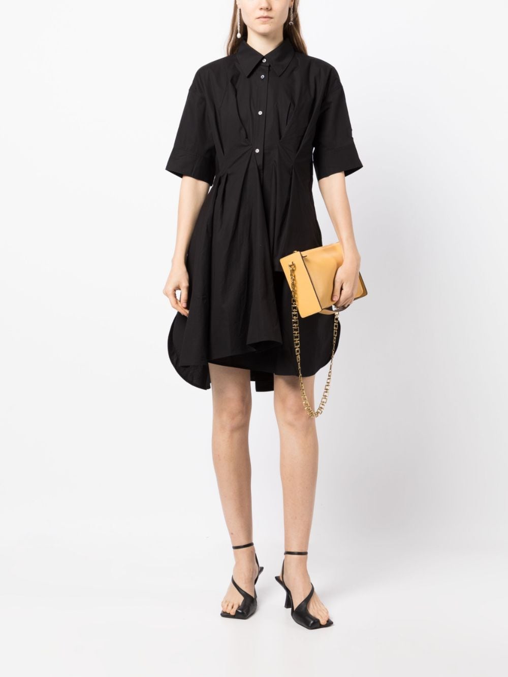 Shop Jnby Short-sleeve Asymmetric Mini Dress In Black