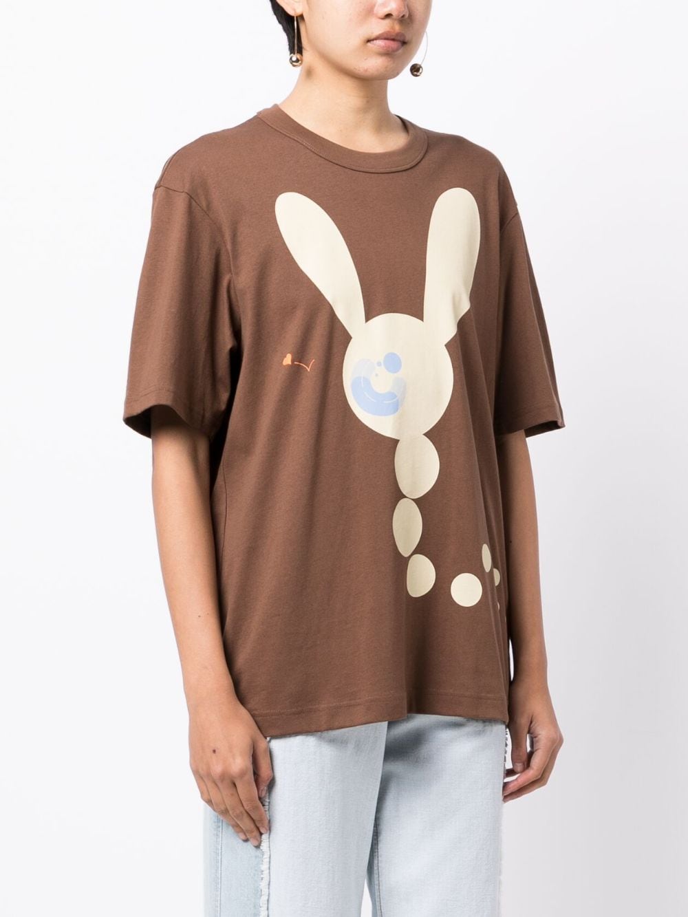 Shop Jnby Bunny-print Loose-fit T-shirt In Braun