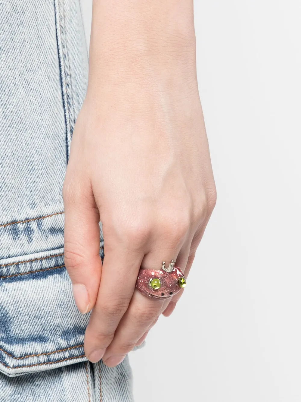 Collina Strada Frog glitter-detail ring - Roze