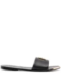 DKNY logo-plaque faux-leather slides - Black