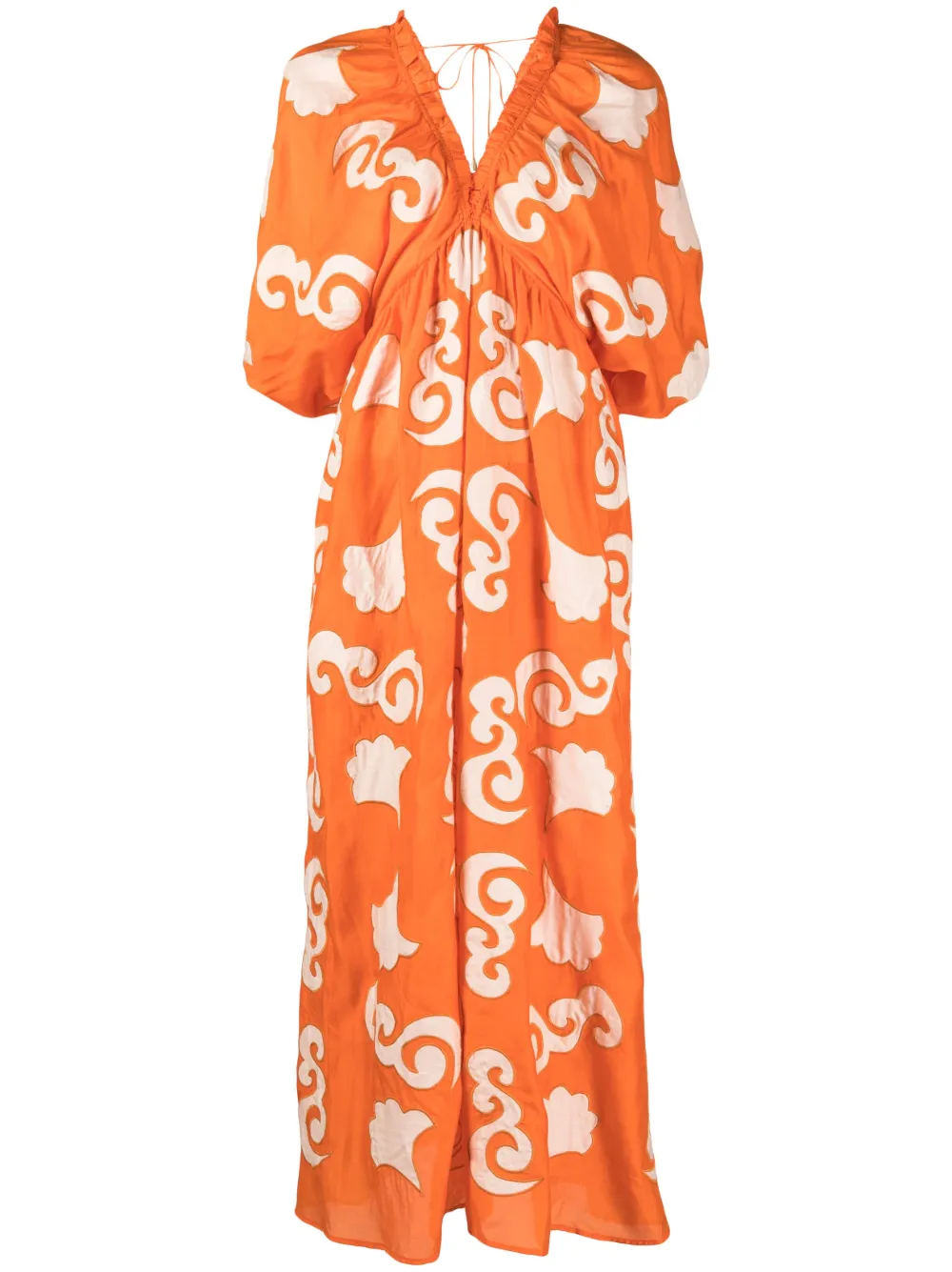 Chufy Lucia Patch Embroidered Maxi Dress In Orange