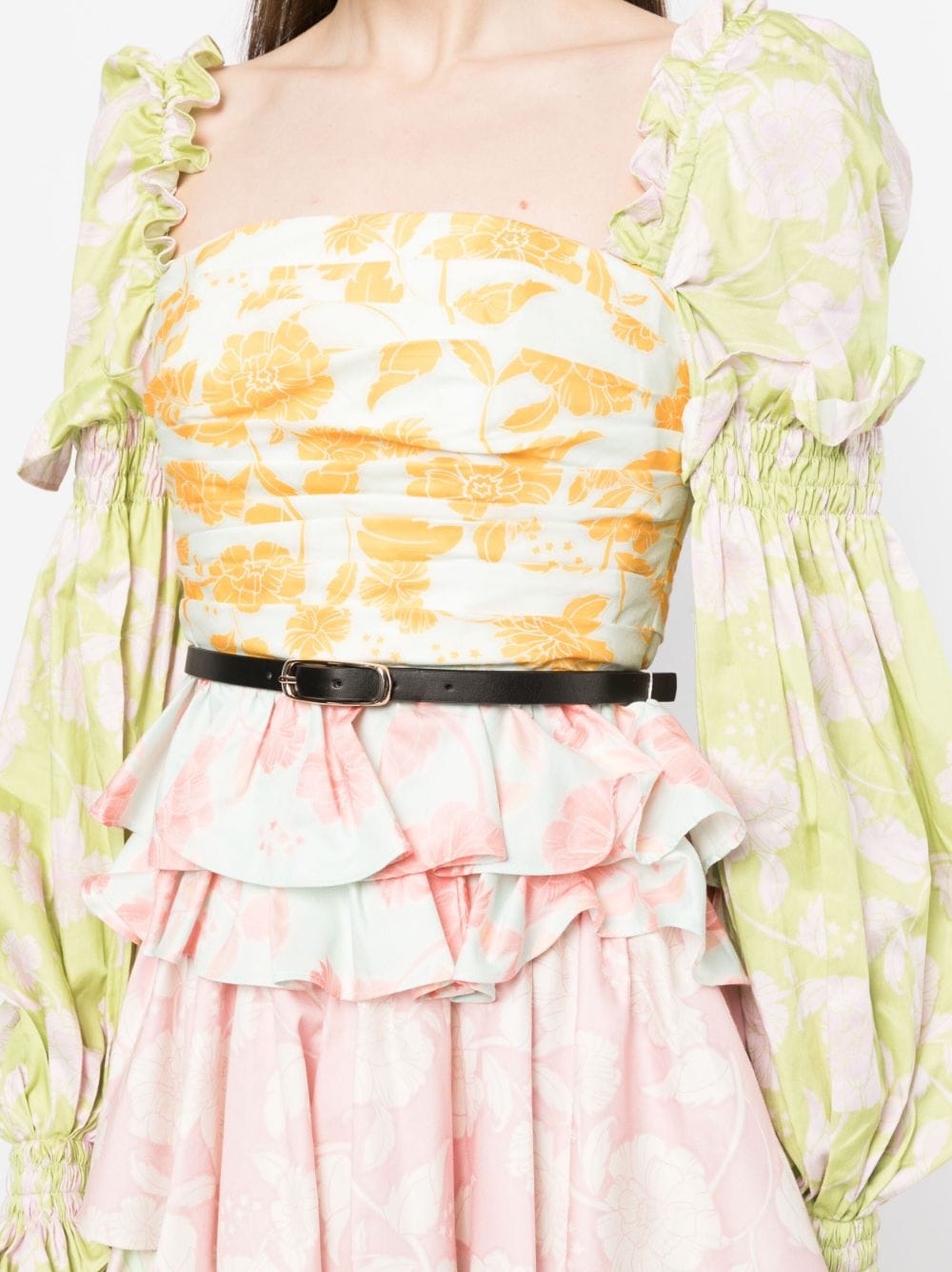Shop Leo Lin Holly Long-sleeve Mini Dress In Multicolour