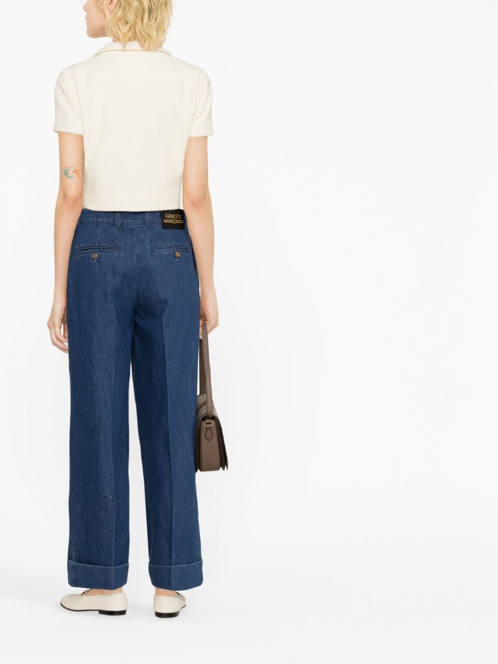 Shop Gucci Mid-rise Wide-leg Jeans In Blue