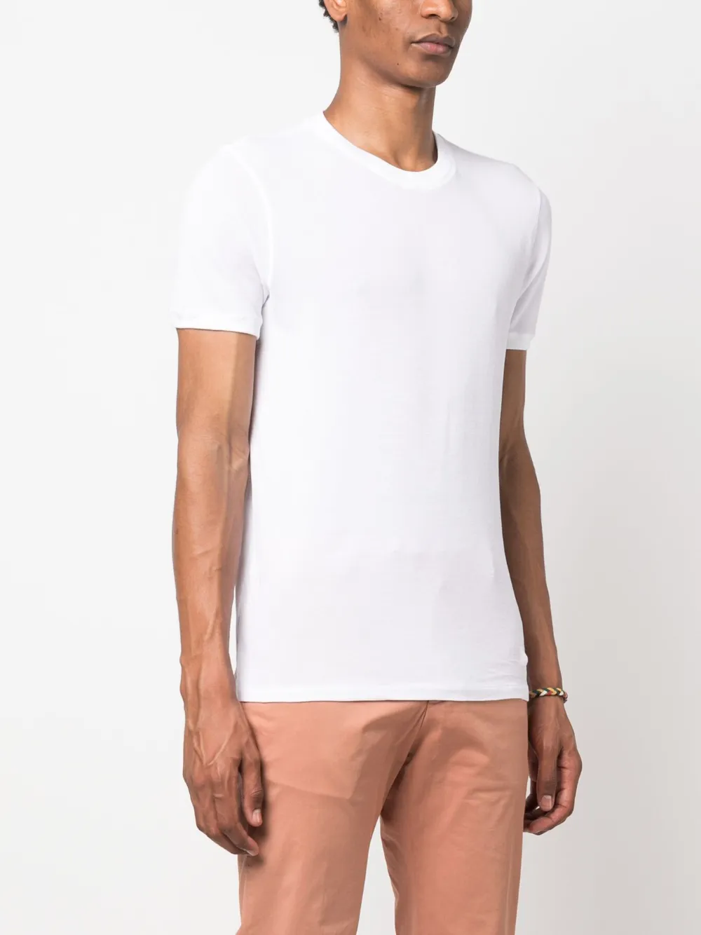 Shop Zanone Fine-knit Cotton T-shirt In White