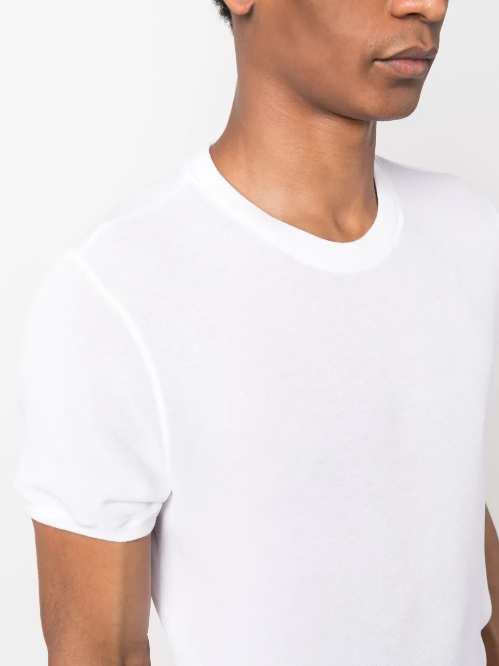 Shop Zanone Fine-knit Cotton T-shirt In White