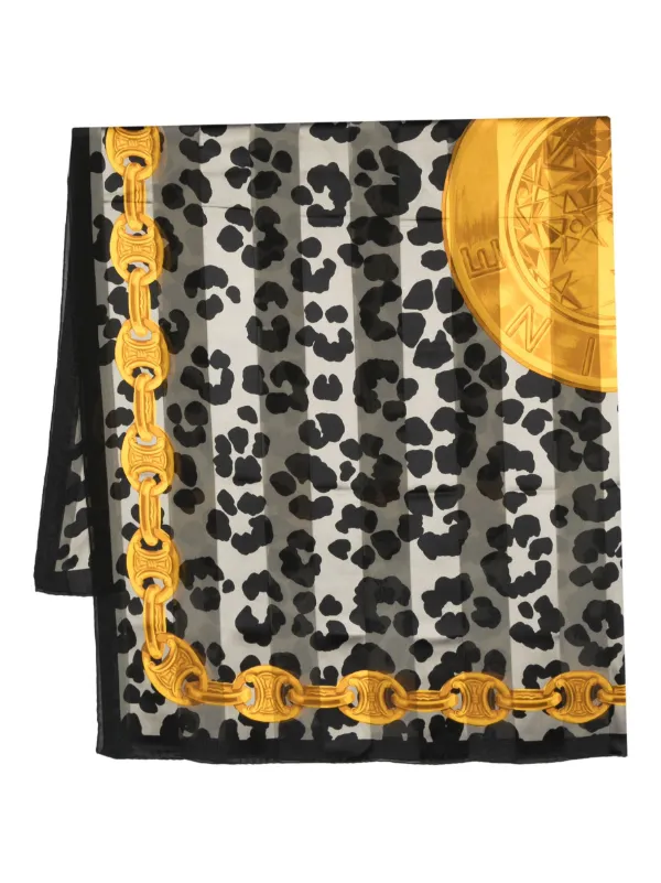 Foulard En Soie CELINE Bleu Marine - Neuf Sans étiquette, Jamais Porté