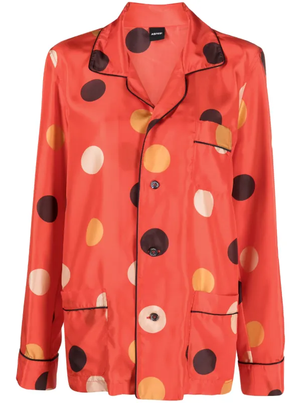 ASPESI Dot-print Silk Shirt in Red