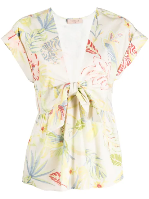 TWINSET blusa corta con estampado floral
