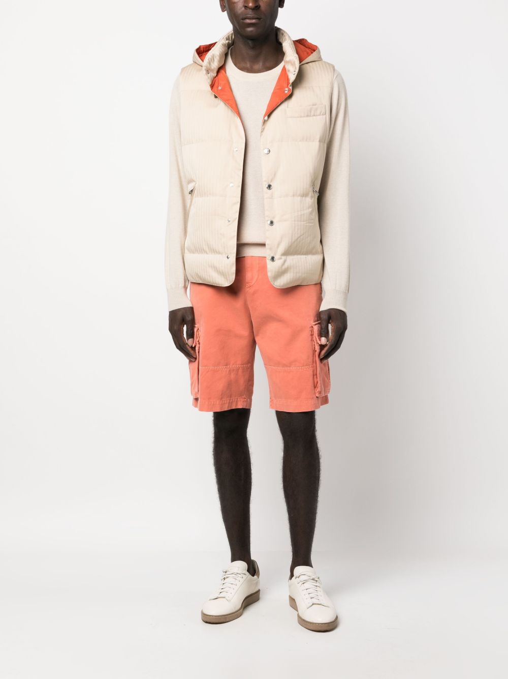 Brunello Cucinelli off-centre cotton cargo shorts - Oranje