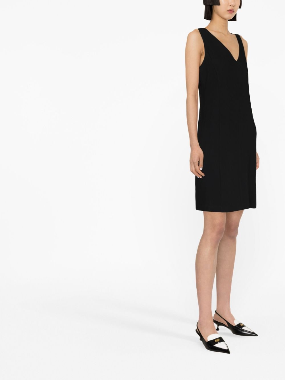 Shop Emporio Armani V-neck Sleeveless Dress In Black