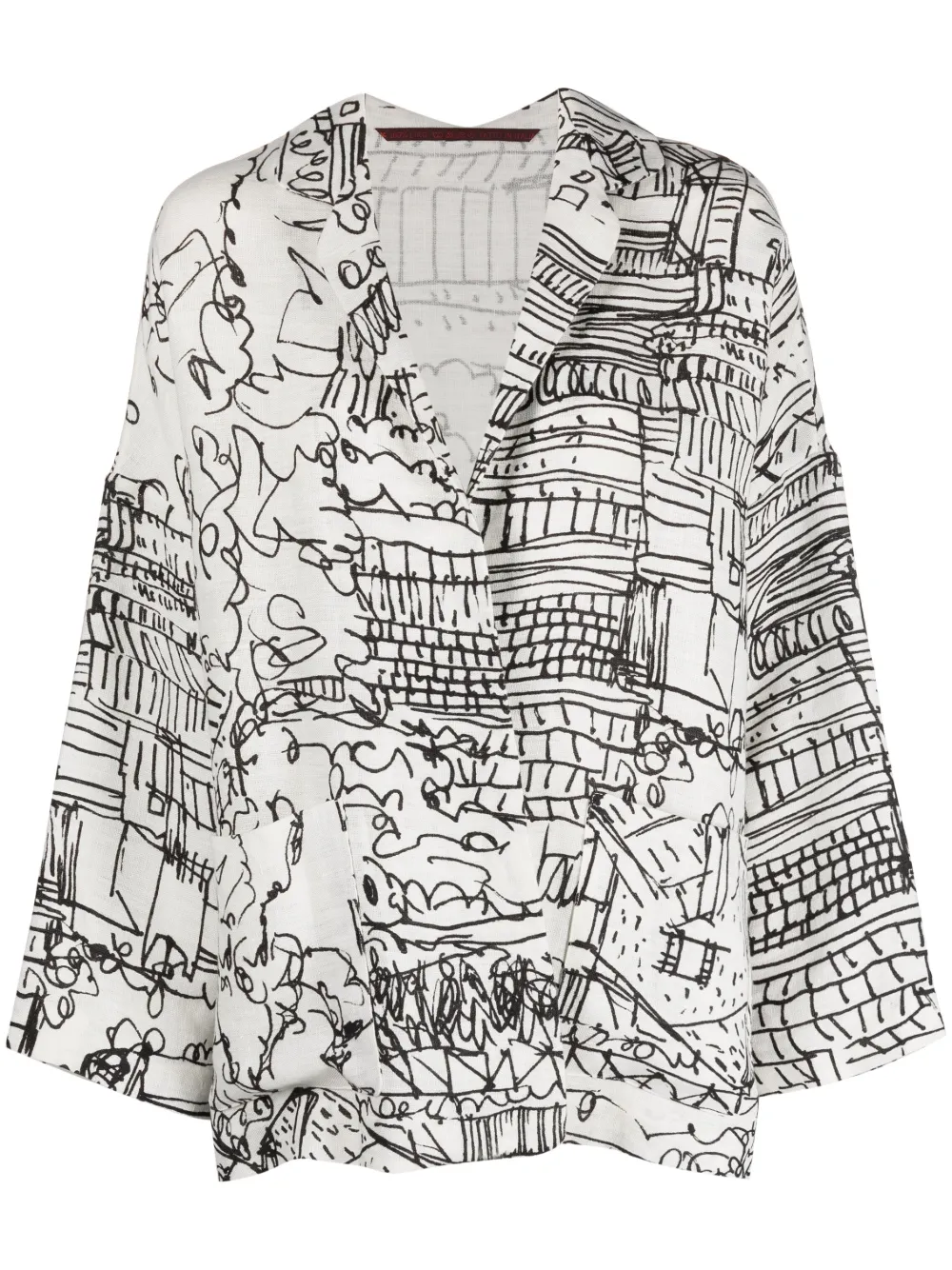 daniela gregis graphic-print linen jacket - white