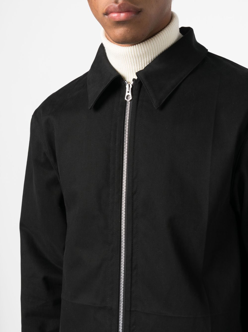 Shop Jil Sander Zip-up Cotton Shirt Jacket In Black