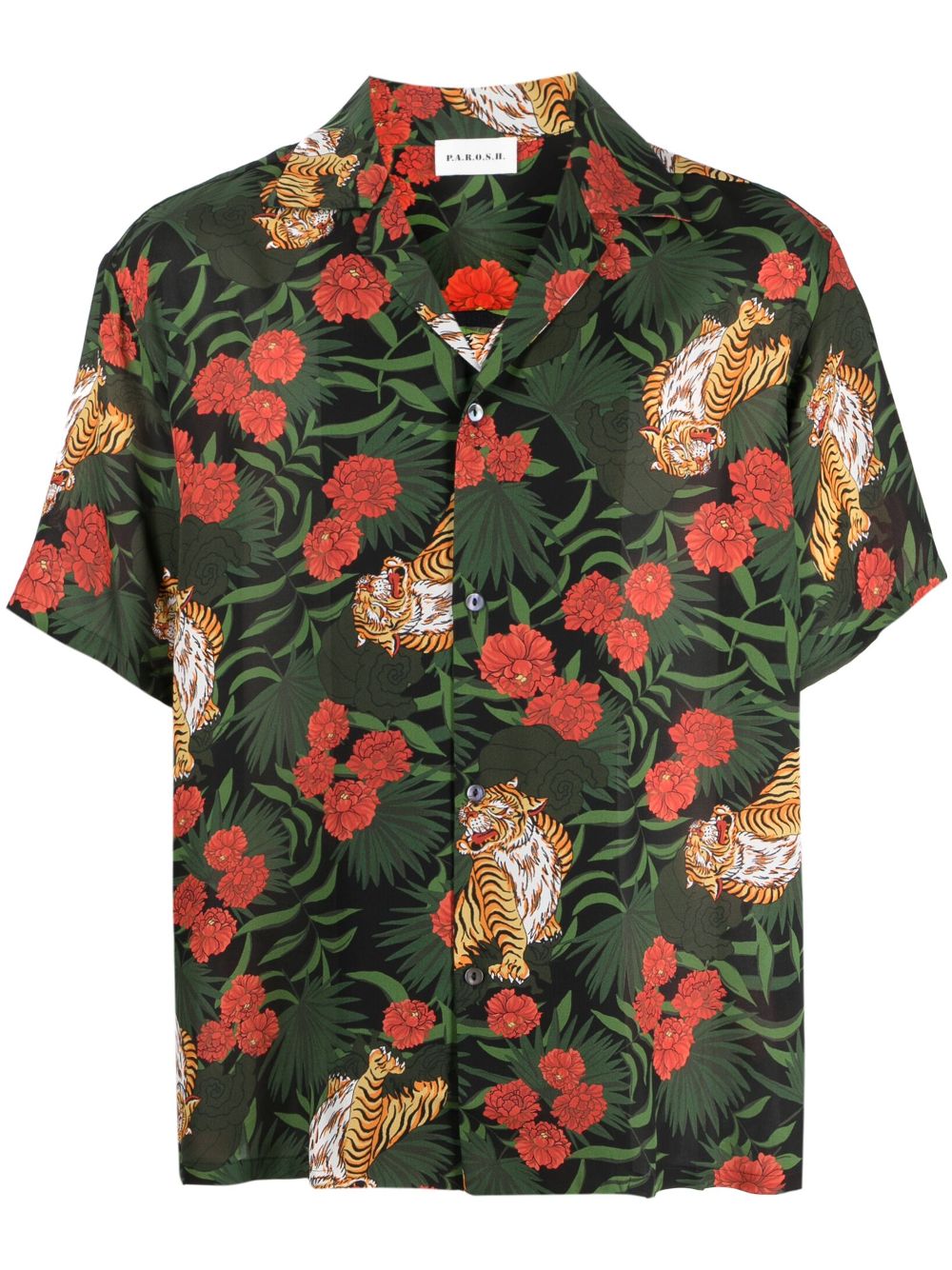 P.a.r.o.s.h Graphic-print Silk Shirt In Green