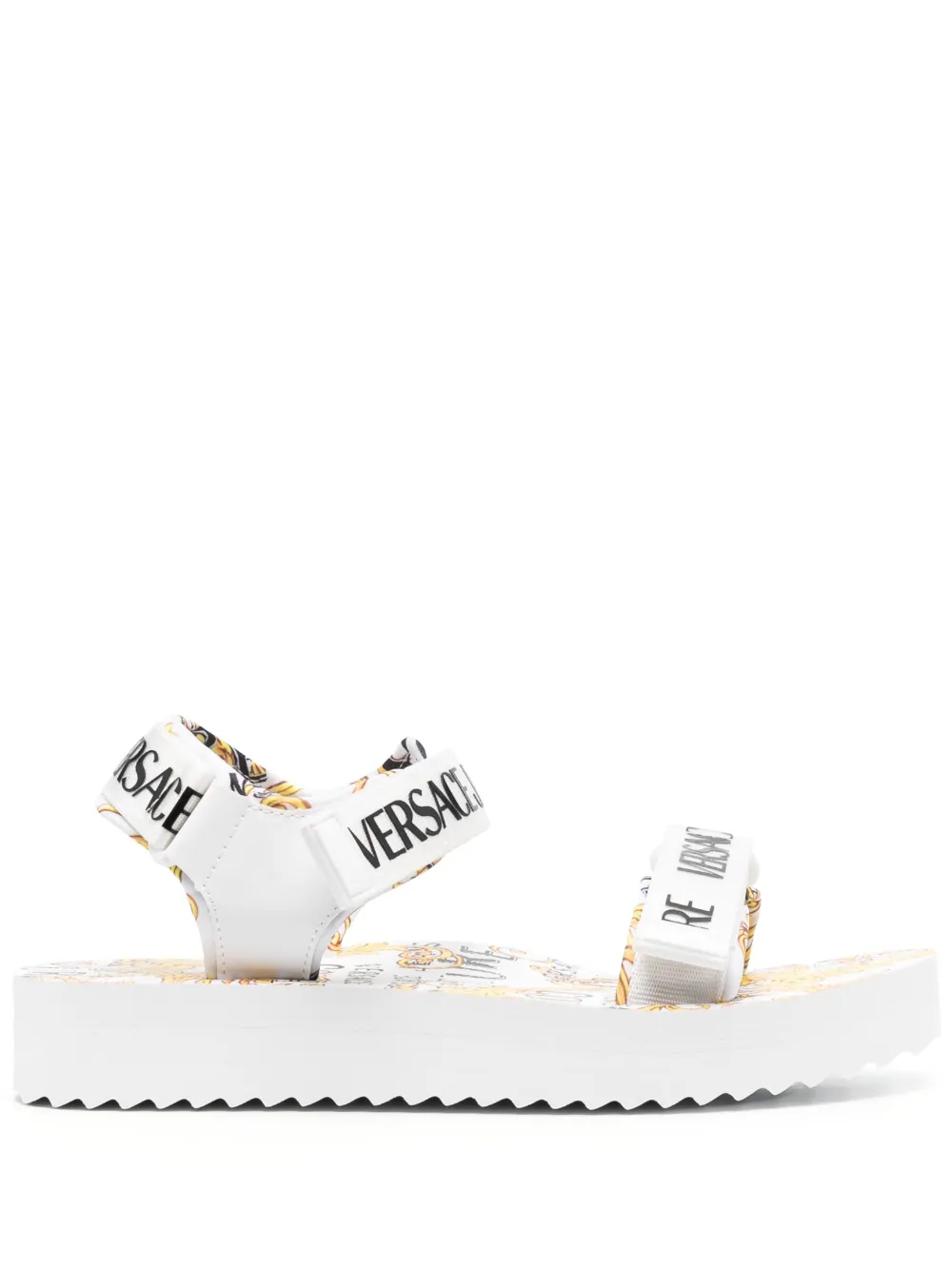 サンダル・ミュール VERSACE JEANS SANDAL WITH LOGO Versace Jeans Couture Touch-strap Logo Print Sandals In