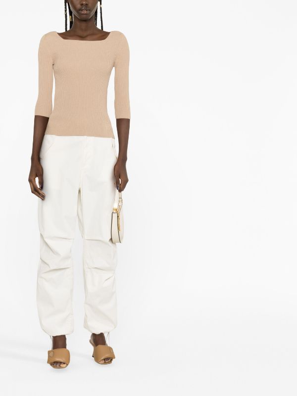 FENDI ribbed-knit cotton-blend Top | Neutrals | FARFETCH AO