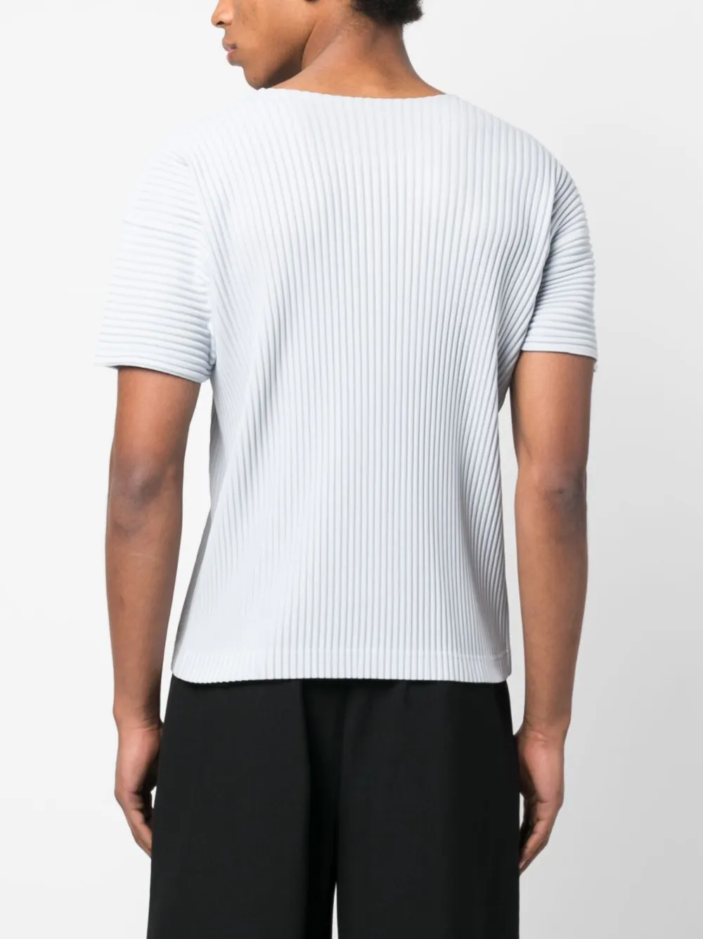Homme Plissé Issey Miyake Geripptes T-Shirt Mit Rundhalsausschnitt  