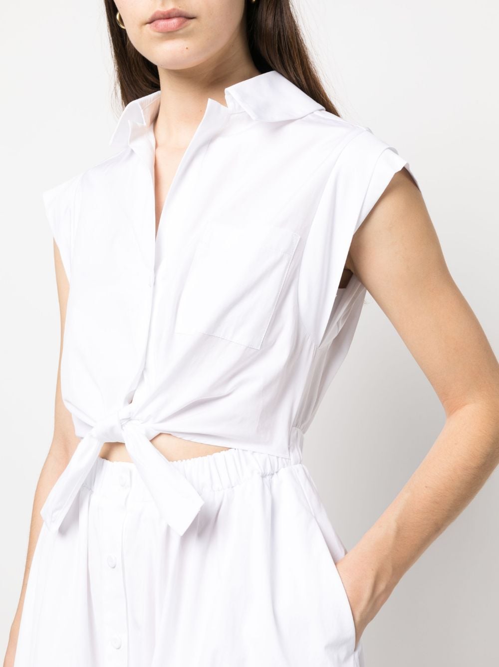 Shop Lorena Antoniazzi Lace-up Midi Cotton Dress In White