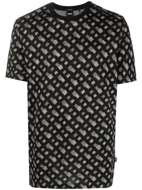 BOSS - logo-print jacquard cotton T-shirt