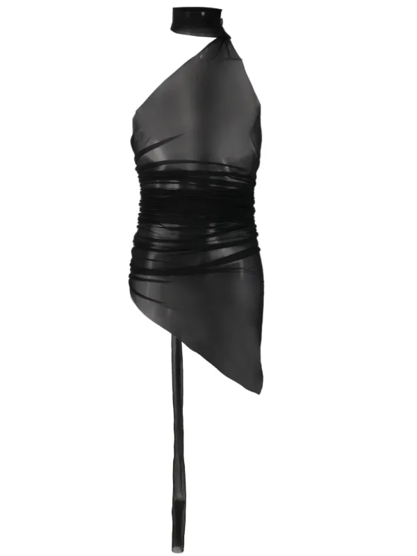 Ludovic de Saint Sernin Dress Asymmetric Transparent Bodycon Maxi Black