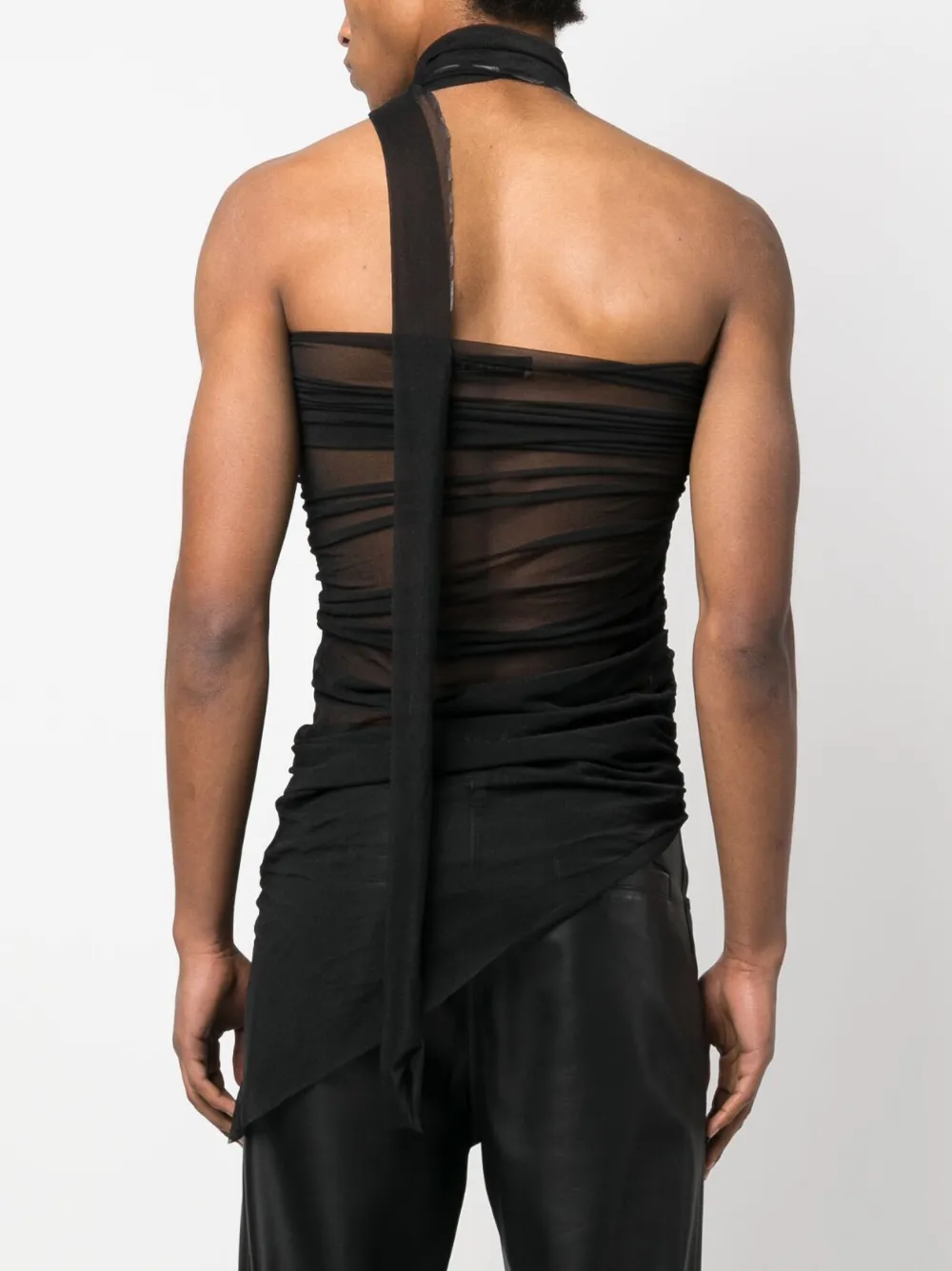 Ludovic De Saint Sernin Sheer Asymmetric Halterneck Top In Black