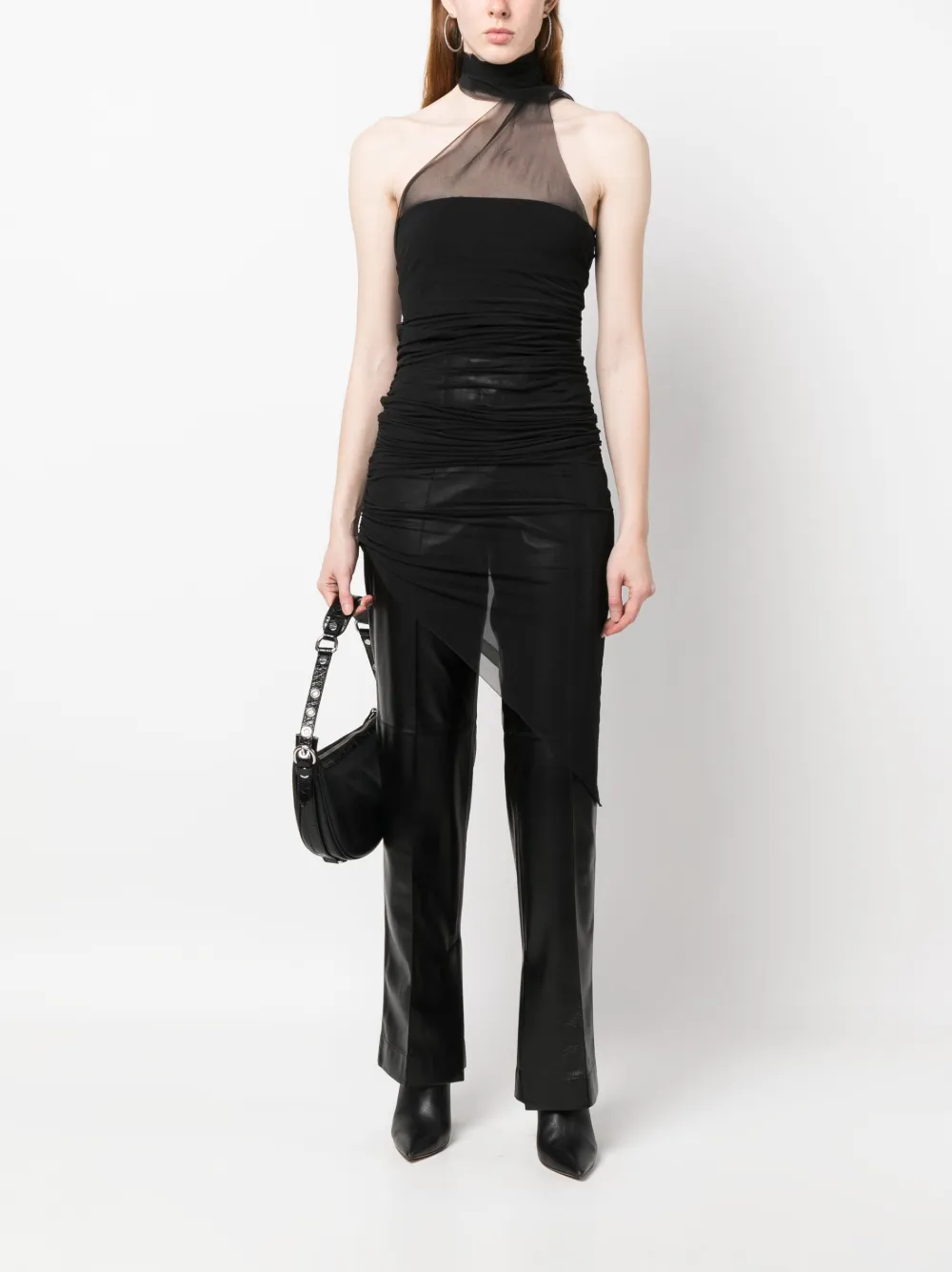 Ludovic De Saint Sernin Sheer Asymmetric Halterneck Top In Black