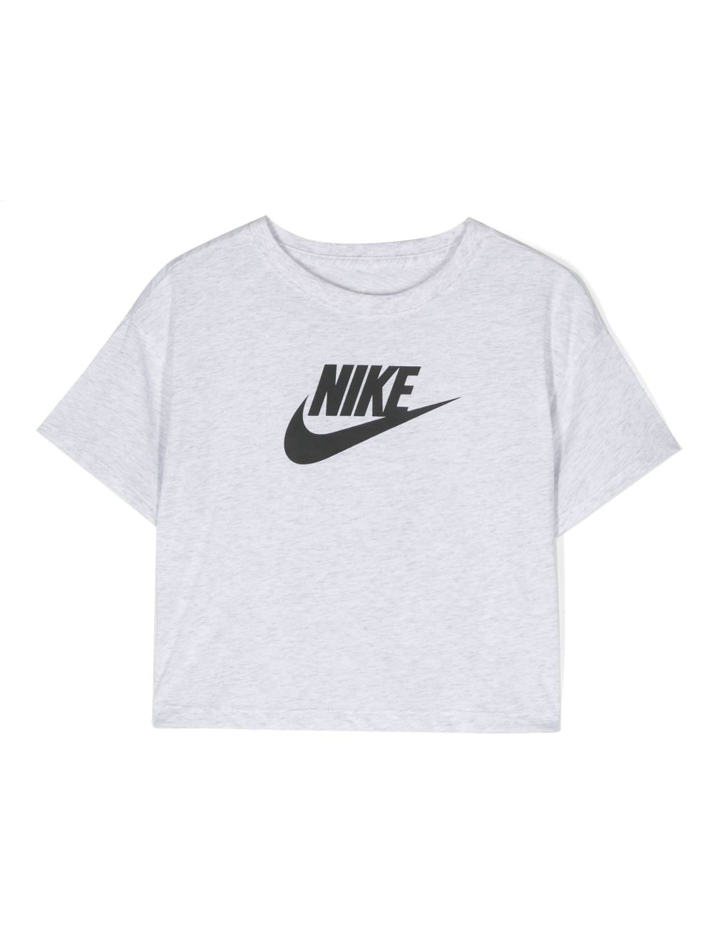 Nike Kids' Logo-print Cropped T-shirt In Grey