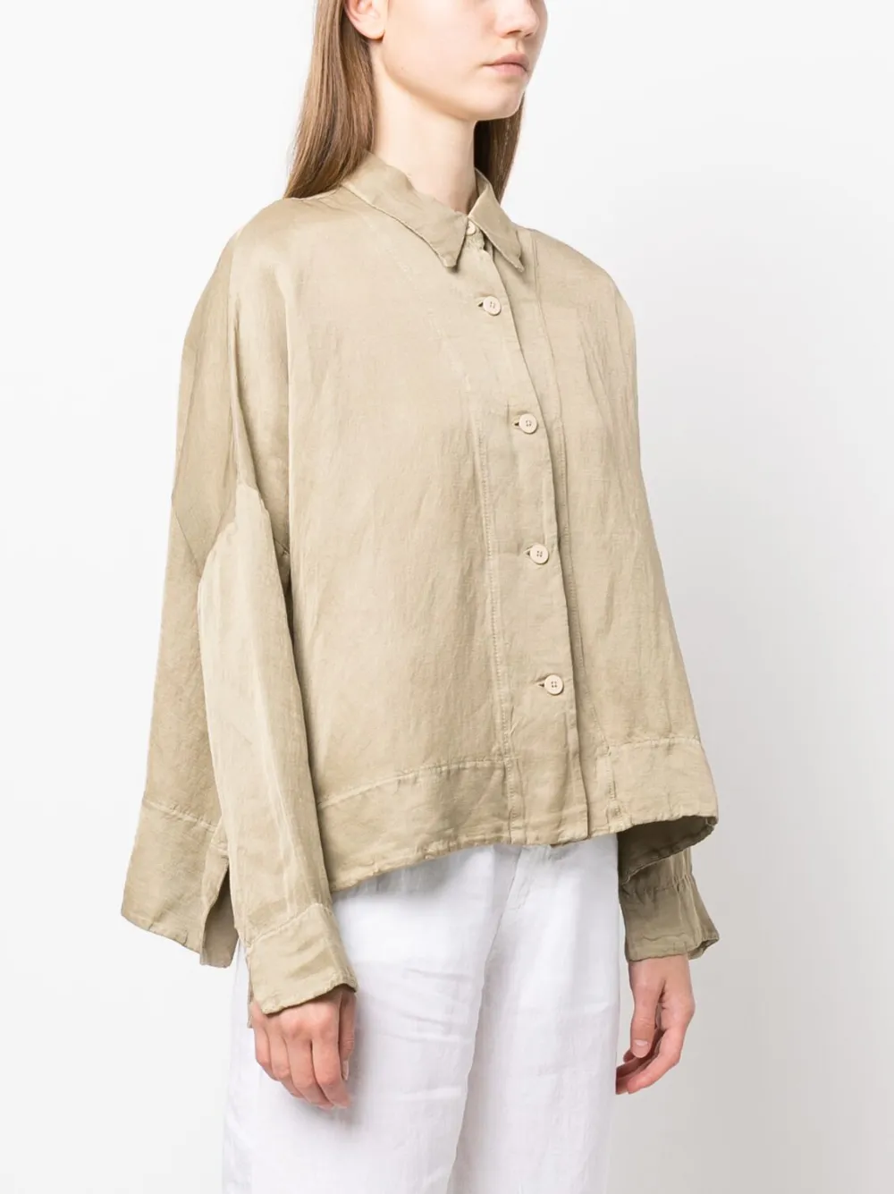 Shop Transit Oversized Linen-blend Shirt Jacket In Neutrals