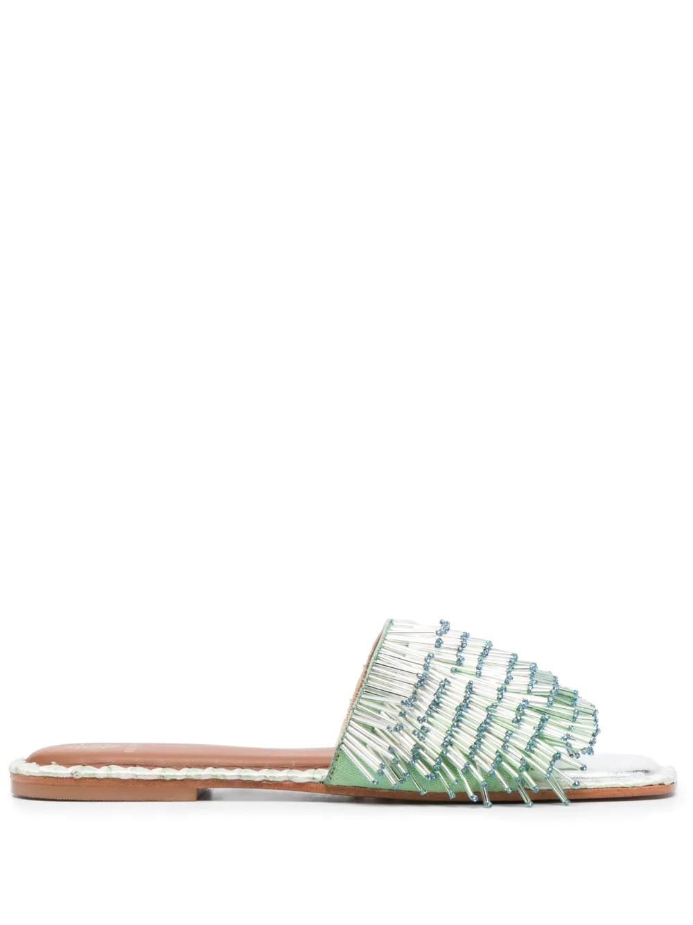 De Siena Shoes 15mm Beaded Slip-on Sandals In Green