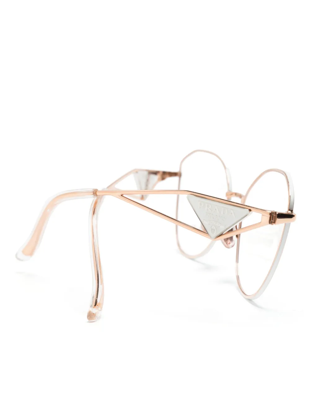  Prada Eyewear Triangle-logo Glasses - Gold 